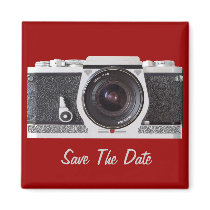 Retro 80s Camera On A Save The Date Magnet