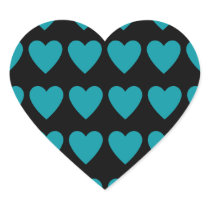 Retro 80's punk blue hearts on black sticker