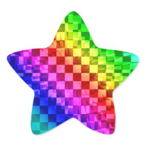 Retro 80s punk rainbow check pattern star stickers