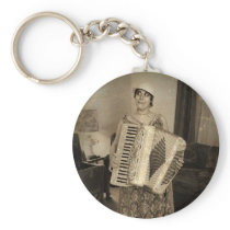 Retro Accordion Girl Key Chain