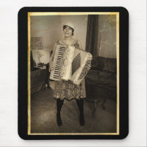 Retro Accordion Girl Mousepad