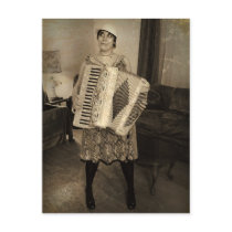 Retro Accordion Girl Postcard