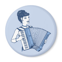 Retro Accordion Lady Fridge Magnet