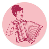 Retro Accordion Lady Sticker