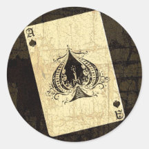 Retro Ace of Spades Round Stickers
