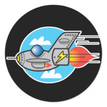 retro aeroplane jet round stickers