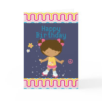 Retro African American Roller Skating Birthday Greeting Cards