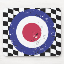 Retro aged mod target on check background mouse pad