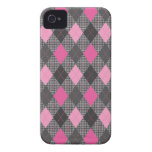 Retro Argyle Trendy Pink Herringbone Check iPhone 4 Covers