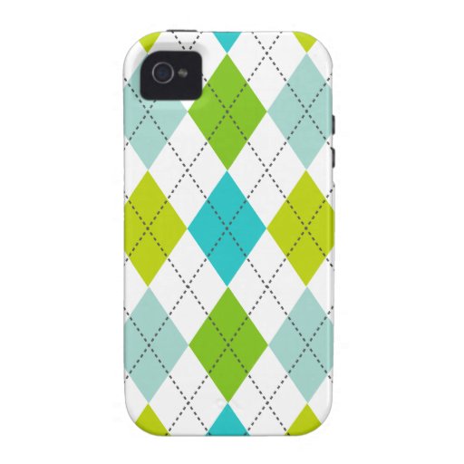 Retro Argyle Trendy Teal LIme Blue Fun iPhone 4 Cases
