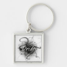Retro Atomic Bride - Black & White Keychains