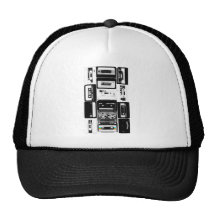 Retro audio cassette group b&w trucker hats