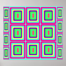 Retro baby blue pink and yellow squares posters