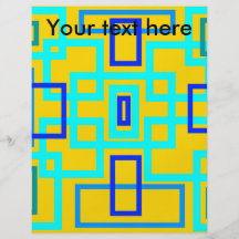 Retro baby blue squares on yellow personalized flyer