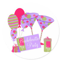 Retro Bachelorette Party Round Stickers