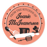 Retro baking utensils from my kitchen bakery stick round sticker