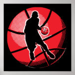 Retro Basketball Player Ball Print