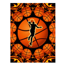 RETRO BASKETBALL PLAYER POST CARD