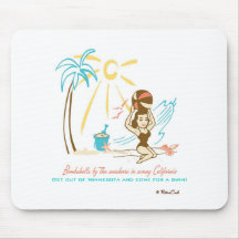 Retro 'Beach Bombshell' Mouse Pad