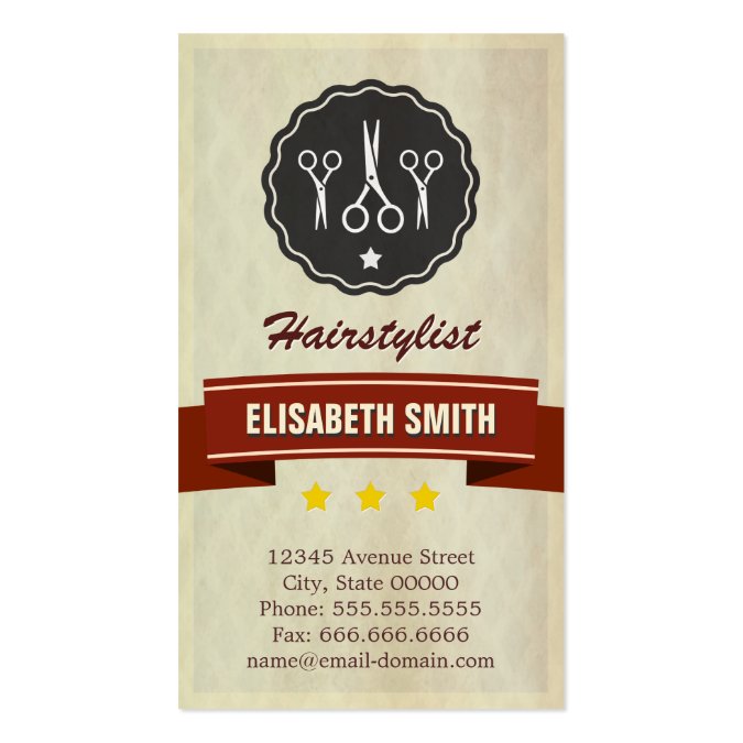 Retro Beauty Salon Hair Stylist Business Card Templates
