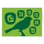 Retro Bird Silhouette Greeting Card / Green &Green