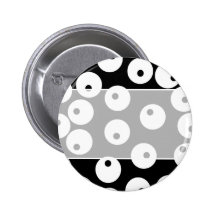 Retro black and white circle design. pinback buttons