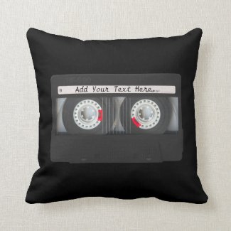 Retro Black Cassette Tape Cushion