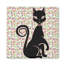 Retro Black Cat Refrigerator Magnets