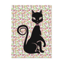 Retro Black Cat Postcard
