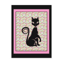 Retro Black Cat Post Card