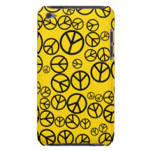 Retro Black Peace Signs on Gold iPod Case-Mate Case