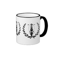 Retro Black Scooter inside laurel Coffee Mugs