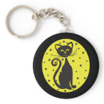 Retro Black Starry Cat keychains