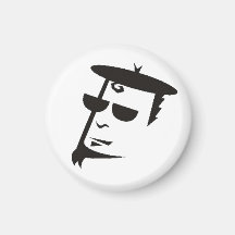 Retro Black & White Beatnik Hipster Fridge Magnet