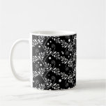 Retro black white floral mug