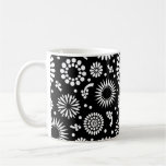 Retro black white flowers mug