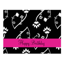 Retro black white flowers Postcard