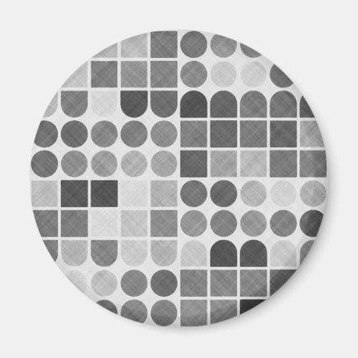 Retro Black & White Geometric Pattern Fridge Magnet