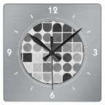 Retro Black & White Geometric Pattern Wallclocks