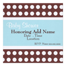 Retro Blue and Brown Dots Baby Shower Invitation