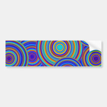 Retro Blue and Orange Circles Pattern Bumper Stickers