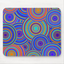 Retro Blue and Orange Circles Pattern Mouse Mats