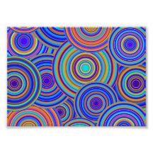 Retro Blue and Orange Circles Pattern Photo Print