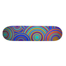 Retro Blue and Orange Circles Pattern Skateboard