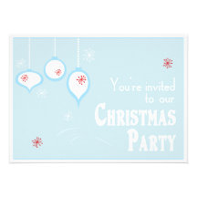 Retro Blue Christmas Invitations
