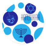 Retro Blue Hanukkah Dots Stickers