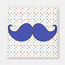 Retro Blue Mustache Moustache Refrigerator Magnets