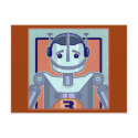 Retro Blue Robot Kids postcards