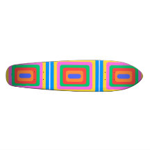 Retro blue yellow and green squares skate board decks