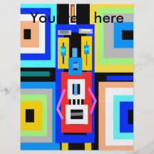 Retro blue yellow black grey green robot man personalized flyer